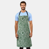 ウィリアム・モリス・マリーゴールド緑のフローラ花 エプロン (着用した状態)