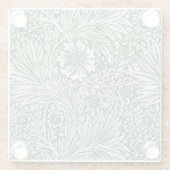 ウィリアム・モリス・マリーゴールド緑のフローラ花 ガラスコースター (裏面)