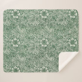 ウィリアム・モリス・マリーゴールド緑のフローラ花 シェルパブランケット (正面(横))