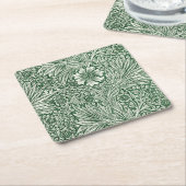 ウィリアム・モリス・マリーゴールド緑のフローラ花 スクエアペーパーコースター (アングル)