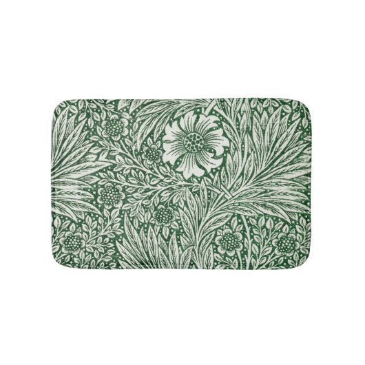 ウィリアム・モリス・マリーゴールド緑のフローラ花 バスマット (正面)