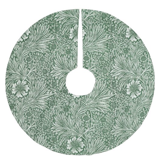 ウィリアム・モリス・マリーゴールド緑のフローラ花 ブラッシュドポリエステルツリースカート (正面)