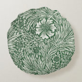 ウィリアム・モリス・マリーゴールド緑のフローラ花 ラウンドクッション (裏面)