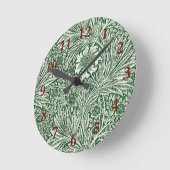 ウィリアム・モリス・マリーゴールド緑のフローラ花 ラウンド壁時計 (傾斜)