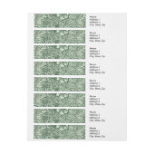 ウィリアム・モリス・マリーゴールド緑のフローラ花 ラップアラウンド宛名ラベル (シート)