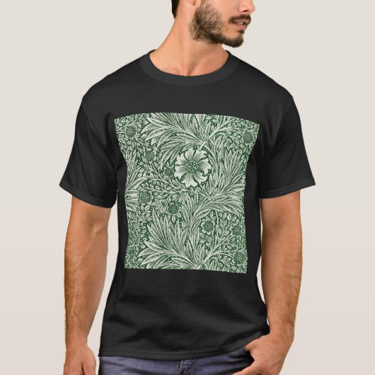 ウィリアム・モリス マリーゴールド グリーン フローラル 花 Tシャツ (正面)