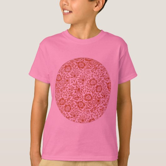 ウィリアム・モリス・マルロウ・パターン：テラコッタ・フラワーパターン Tシャツ (正面)