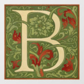 ウィリアム・モリス モノグラム B 花模様 赤 緑 ウィンドウサイン (シート)