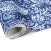 ウィリアム・モリス・モノトーンのイチゴ泥棒ブルー ラッピングペーパー (ロールコーナー)