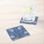 ウィリアム・モリス・モノトーンのパンネル・ブルー スクエアペーパーコースター (インサイチュ)