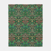 ウィリアム·モリス·ヤコビアン·フローラ（黒） フリースブランケット (正面)