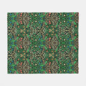 ウィリアム·モリス·ヤコビアン·フローラ（黒） フリースブランケット (正面(横))