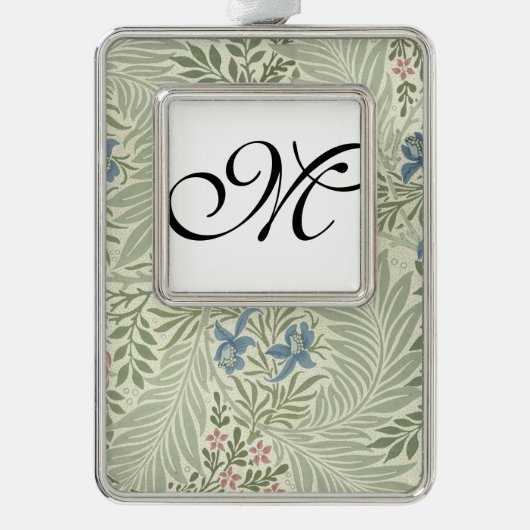 ウィリアム・モリス・ラークスパーフローラ壁紙 シルバープレートフレームオーナメント (正面)