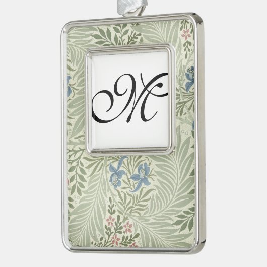 ウィリアム・モリス・ラークスパーフローラ壁紙 シルバープレートフレームオーナメント (左)