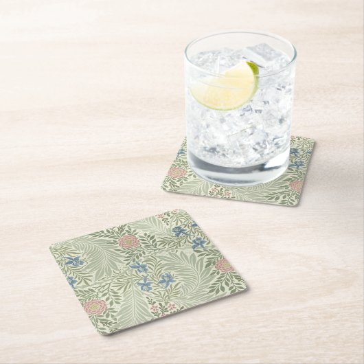 ウィリアム・モリス・ラークスパーフローラ壁紙 スクエアペーパーコースター (インサイチュ)