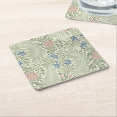 ウィリアム・モリス・ラークスパーフローラ壁紙 スクエアペーパーコースター (アングル)