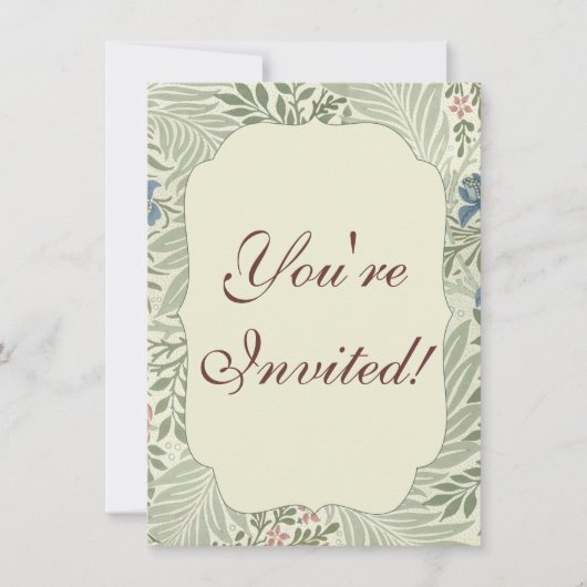 ウィリアム・モリス・ラークスパーフローラ壁紙 招待状 (正面)