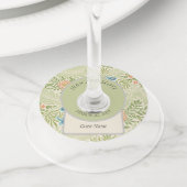 ウィリアム・モリス・ラークスパー花柄 ワイングラスタグ (クローズアップ)