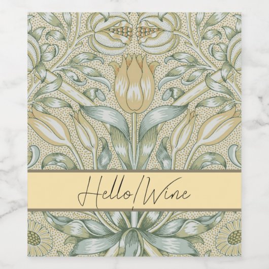 ウィリアム・モリス・リリーとザクロクラシックネ花 ワインラベル (シングルラベル)