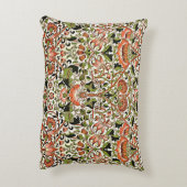 ウィリアム・モリス・ロッドデン花の葉緑ピンク アクセントクッション (裏面(縦))