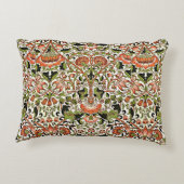ウィリアム・モリス・ロッドデン花の葉緑ピンク アクセントクッション (裏面)