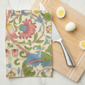 ウィリアム・モリス・ロドン花の花柄 キッチンタオル (四つ折り)