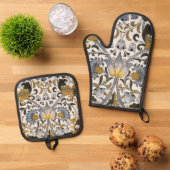 ウィリアム・モリス・ロードデンフローラ花 鍋つかみ&鍋敷きセット (トップダウン)