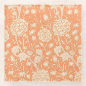 ウィリアム・モリス・ワイルドチューリップ有名パターン ガラスコースター (正面)