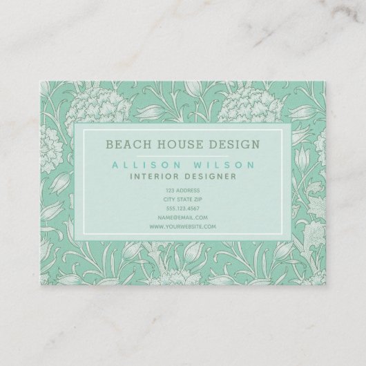 ウィリアム・モリス – ワイルドチューリップ – グリーンフローラ 名刺 (正面)