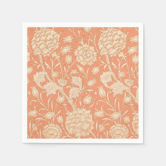 ウィリアム・モリス – ワイルドチューリップ – フローラ桃 スタンダードカクテルナプキン (正面)
