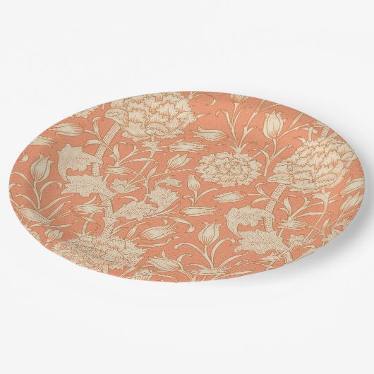 ウィリアム・モリス – ワイルドチューリップ – フローラ桃 ペーパープレート (アングル)