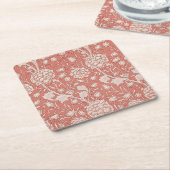 ウィリアム・モリス ワイルド チューリップ クラシック ヴィクトリアン デザイン スクエアペーパーコースター (アングル)