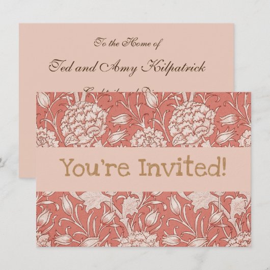 ウィリアム・モリス ワイルド チューリップ クラシック ヴィクトリアン デザイン 招待状 (正面/裏面)