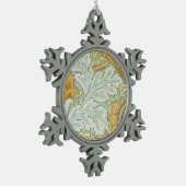 ウィリアム・モリス – ヴィンテージの葉と花の模様 スノーフレークピューターオーナメント (左)