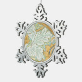 ウィリアム・モリス – ヴィンテージの葉と花の模様 スノーフレークピューターオーナメント (右)