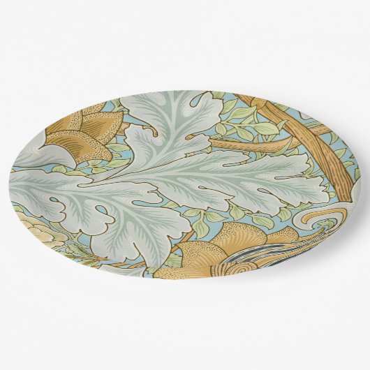 ウィリアム・モリス – ヴィンテージの葉と花の模様 ペーパープレート (アングル)