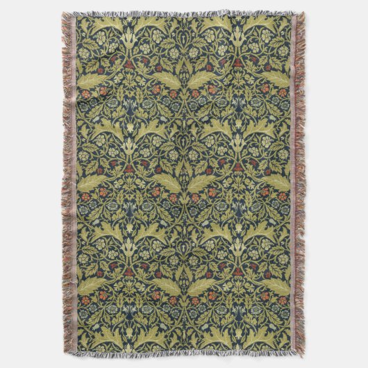 ウィリアム・モリス・ヴィンテージ・アカンサス花柄 スローブランケット (正面縦)