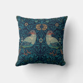 ウィリアム・モリス・ヴィンテージ・ブルー・バード・パターン  クッション (裏面)