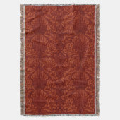 ウィリアム・モリス：深い・レッド・アカンサス・ブランケット スローブランケット (正面縦)