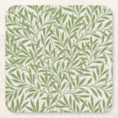 ウィリアム・モリス 緑の花 植物文様 スクエアペーパーコースター (正面)