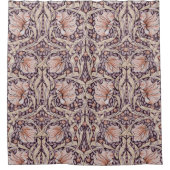 ウィリアム・モリス、茶色のインペネル、アールヌーボー シャワーカーテン (正面)