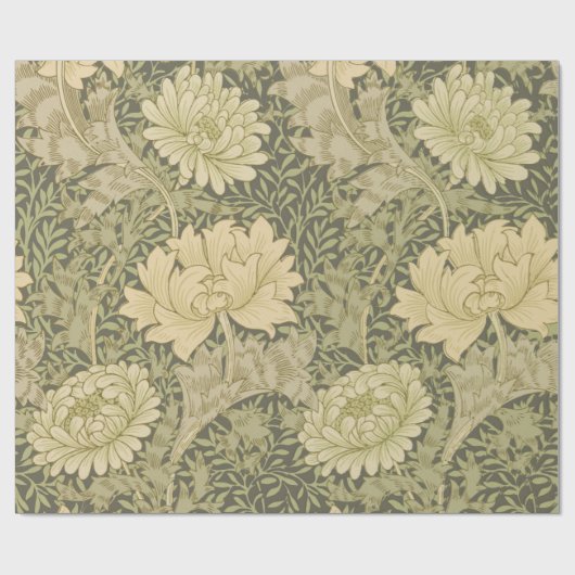 ウィリアム・モリス 菊 セージ 花 ラッピングペーパー (フラット)