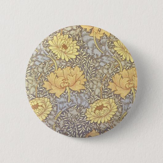 ウィリアム・モリス 菊 マムの花 缶バッジ (正面)