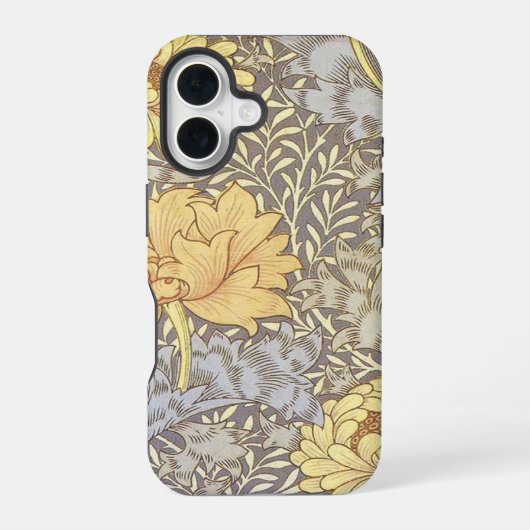 ウィリアム・モリス 菊 マムの花 iPhone 16ケース (裏面)