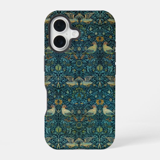 ウィリアム・モリス 鳥と花柄 iPhone 16ケース (裏面)