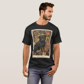ウィリアム・モリス 黒パグ 花柄 Tシャツ (正面フル)