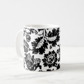 ウィリアム・モリス 黒 白 ヴェネツィア 花柄 コーヒーマグカップ (正面左)