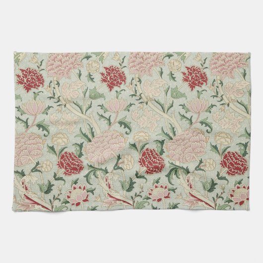 ウィリアム・モリスCrayの花のラファエロ前の画家のヴィンテージ キッチンタオル (横)