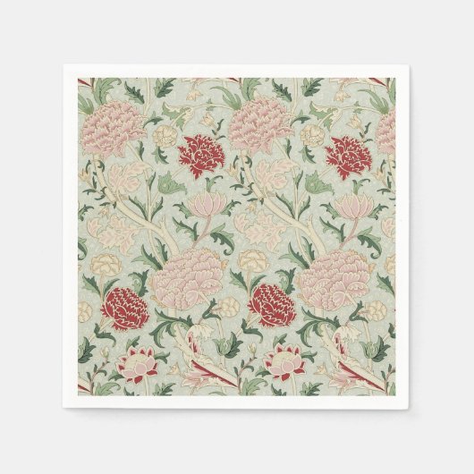 ウィリアム・モリスCrayの花のラファエロ前の画家のヴィンテージ スタンダードカクテルナプキン (正面)