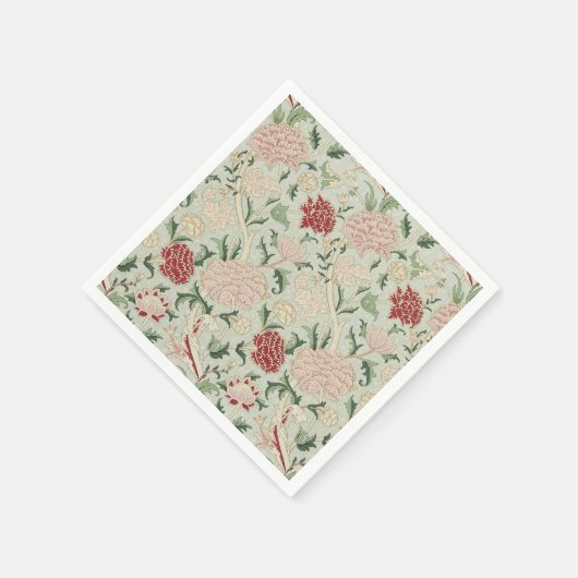 ウィリアム・モリスCrayの花のラファエロ前の画家のヴィンテージ スタンダードカクテルナプキン (角)